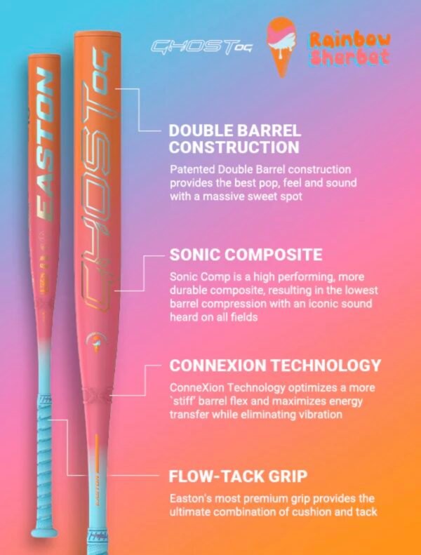 Easton Ghost Rainbow Sherbert -10 Fastpitch Softball Bat EFP5GHRS10 - Image 3